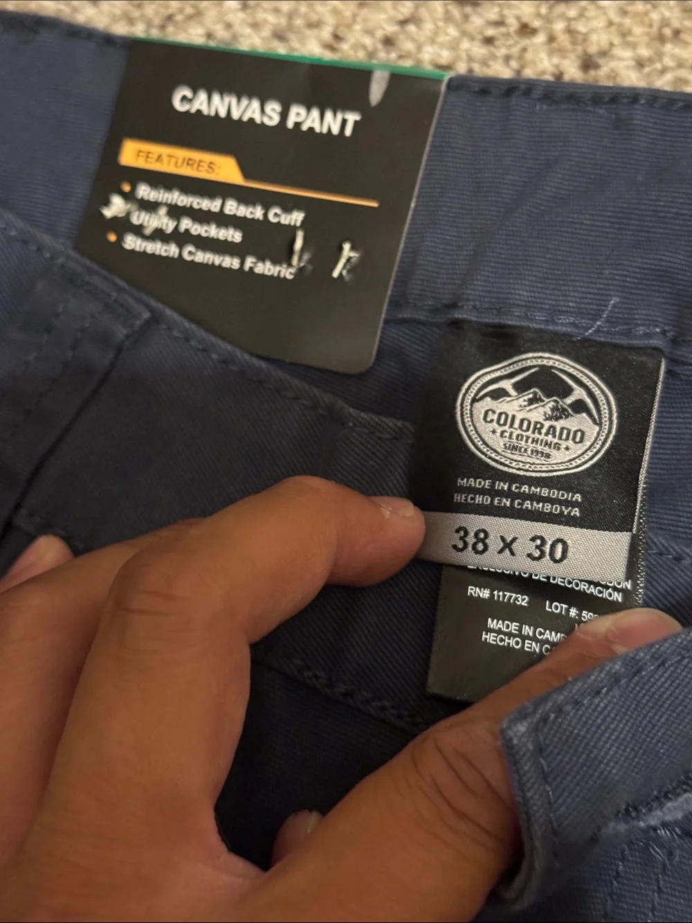 Colorado Clothing Men's Navy Blue Relaxed Fit Canvas Pants size 38x30 (NWT)